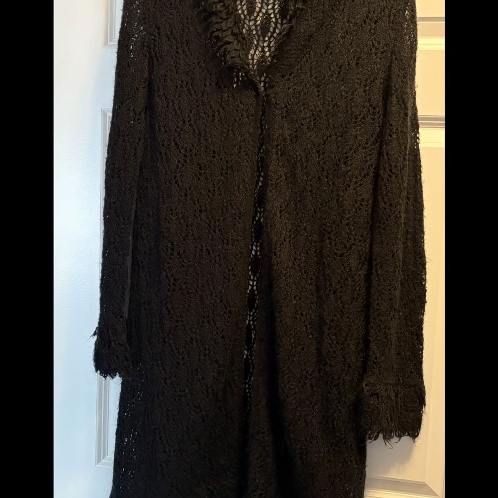 Topshop Black Lace Long Vintage Cardigan